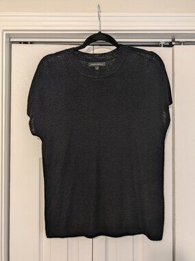Banana Republic Black Sheer Knit Top Short Sleeve Lightweight